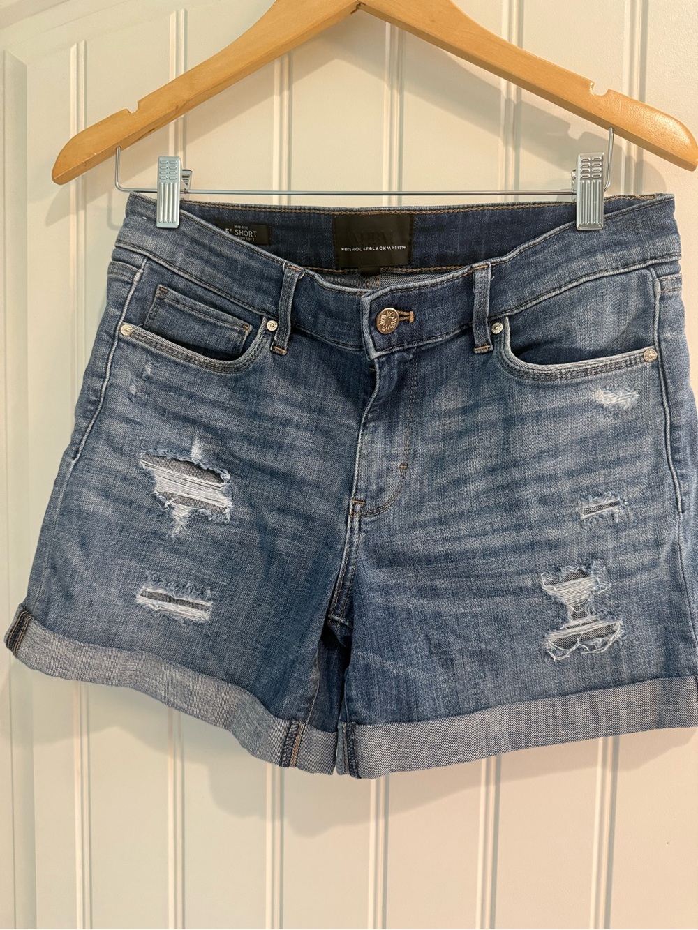 WHBM Distressed Blue Denim Women's Shorts
